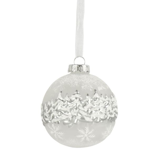 STEKLENA BUNKA DECORIS FI 8 CM, BELA VZOREC, SORTIRANO, GOZD