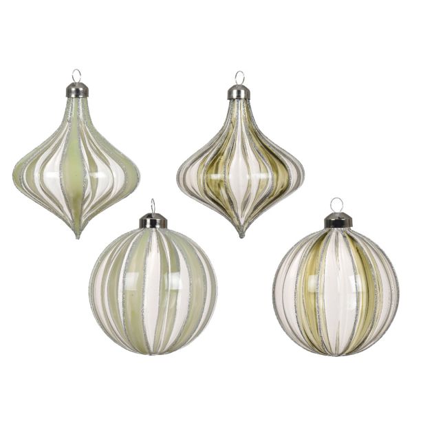 STEKLENA BUNKA DECORIS FI 8 CM BEŽ/ZELEN, VZOREC SORTIRANO