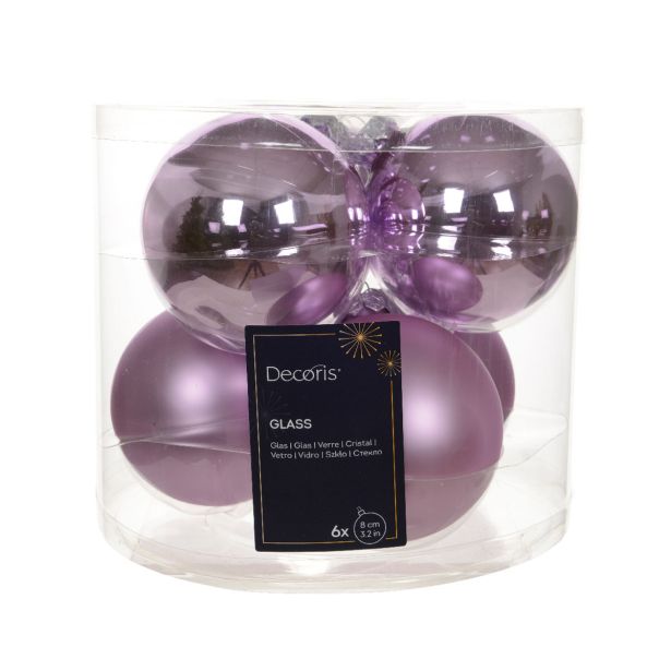 STEKLENA BUNKA DECORIS FI 8 CM LILA 6/1