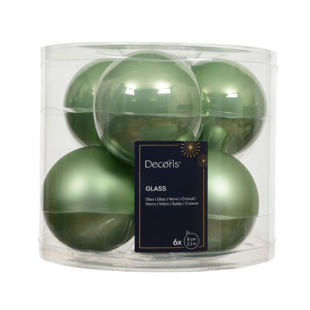 STEKLENA BUNKA DECORIS FI 8 CM, MACHA ZEL., 6/1 SIJOČA/MAT