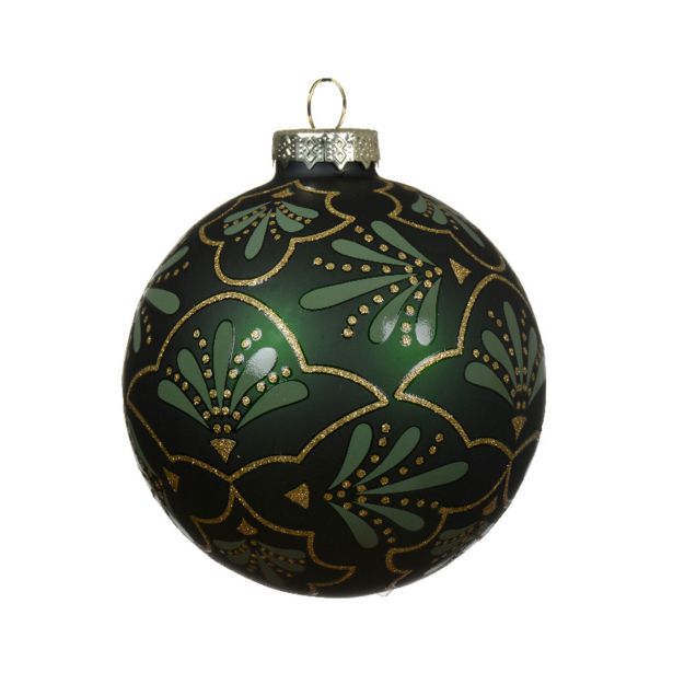 STEKLENA BUNKA DECORIS FI 8 CM TEM.ZELENA/RDEČA VZOREC, SORTIRANO