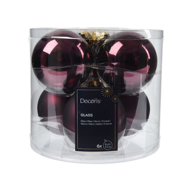 STEKLENA BUNKA DECORIS FI 8 CM TEMNO LILA 6/1