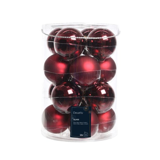 STEKLENA BUNKA DECORIS FI 8 CM TEMNO RDEČA 16/1
