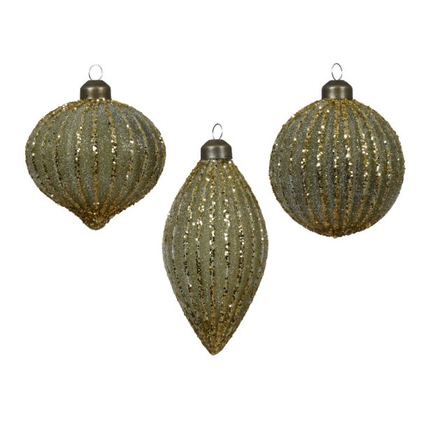 STEKLENA BUNKA DECORIS FI 8 CM TEMNO ZELENA VZOREC, SORTIRANO