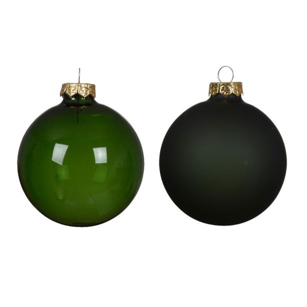 STEKLENA BUNKA DECORIS FI 8 CM, TEMNO ZELNA 4/1 SIJOČA/MAT
