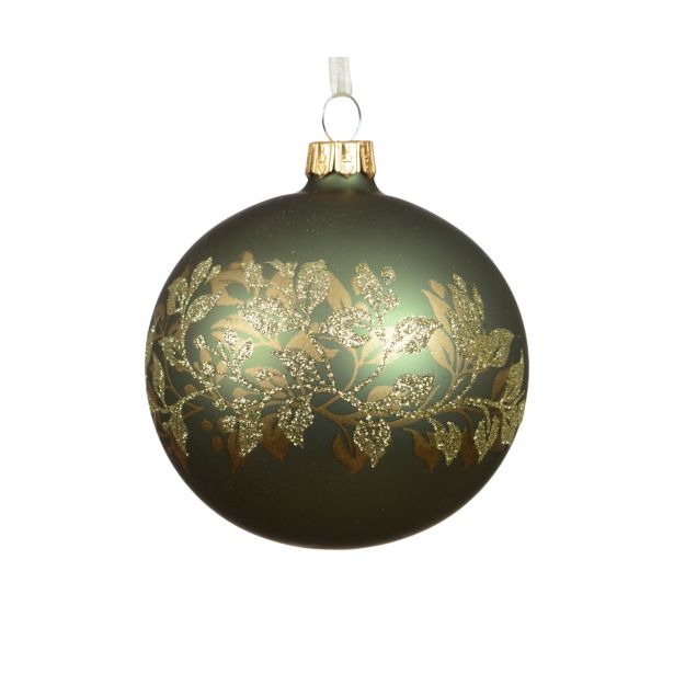 STEKLENA BUNKA DECORIS FI 8 CM, ZELENA, RDEČA, ZLATA, VZOREC, SORTIRANO
