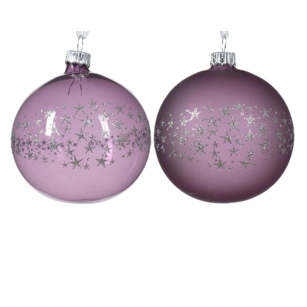 STEKLENA BUNKA DECORIS KRISTALNO VIJOLIČNA Z VZORCEM FI 8 CM SORTIRANO