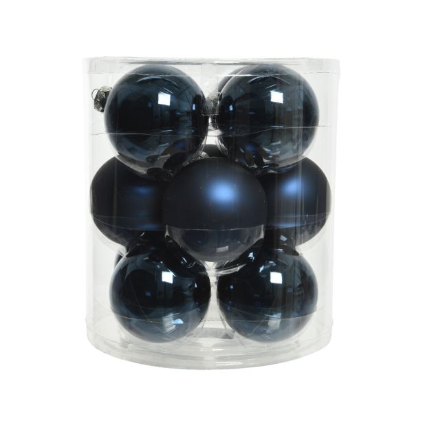 STEKLENA BUNKA DECORIS MODRA SIJOČE/MAT 12/1 FI 8 CM