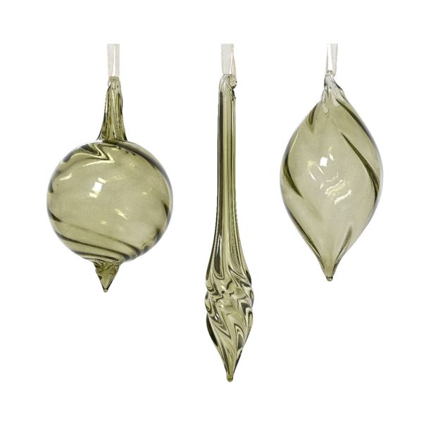 STEKLENA BUNKA DECORIS ORNAMENT, PROZOREN/ZELEN 6.5X13.5 CM, SORTIRANO