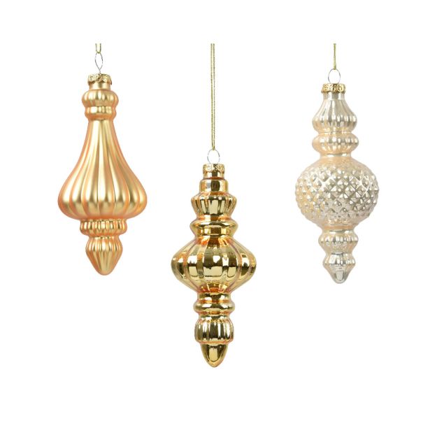 STEKLENA BUNKA DECORIS ORNAMENT, ZLAT, 15 CM VZOREC, SORTIRANO