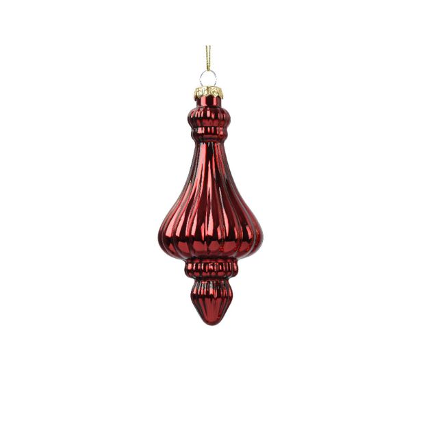 STEKLENA BUNKA DECORIS ORNAMENT, ZLAT, RDEČ, 15 CM,VZOREC, SORTIRANO