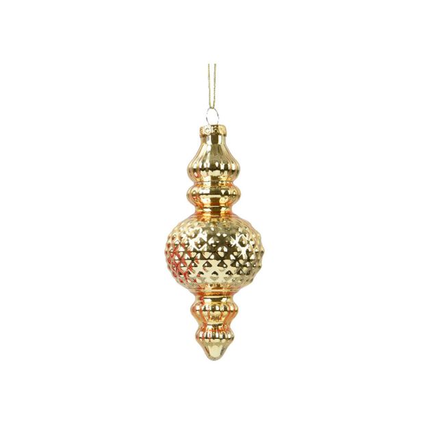 STEKLENA BUNKA DECORIS ORNAMENT, ZLAT, RDEČ, 15 CM,VZOREC, SORTIRANO