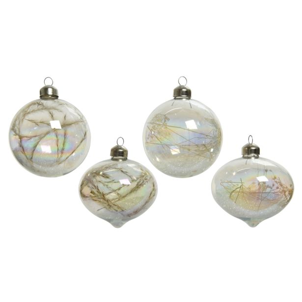 STEKLENA BUNKA DECORIS PROZORNA S SUHIM CVETJEM FI 8 CM SORT