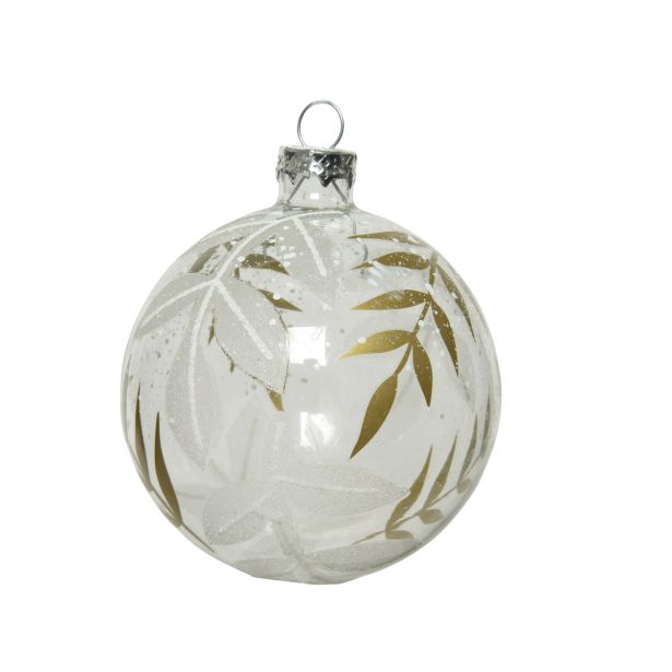 STEKLENA BUNKA DECORIS PROZORNA Z LISTKI FI 8 CM