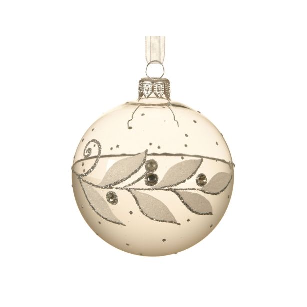 STEKLENA BUNKA DECORIS PROZORNA Z VEJICO FI 8 CM