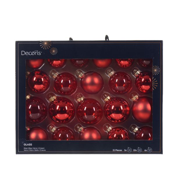 STEKLENA BUNKA DECORIS RDEČA, RAZLIČNE VEL 21/1 MIX SORTIRANO