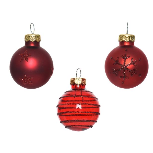 STEKLENA BUNKA DECORIS RDEČE BARVE MIX 9/1 FI 3 CM