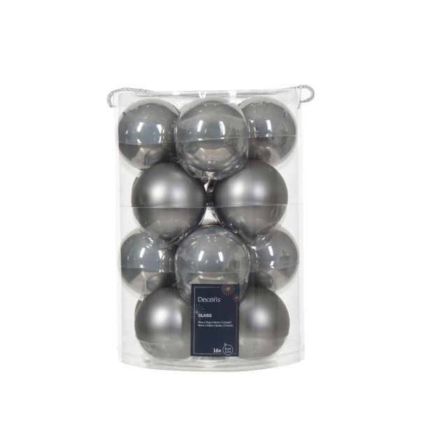 STEKLENA BUNKA DECORIS SIVA FI 8 CM 16/1 MAT SORTIRANO