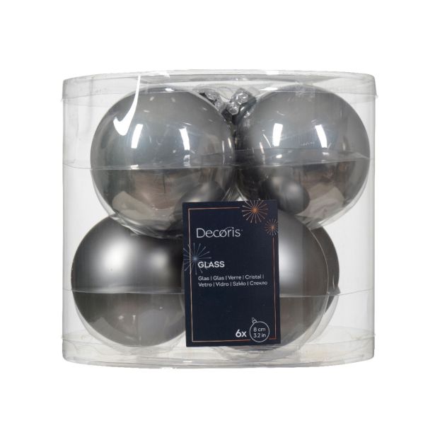 STEKLENA BUNKA DECORIS SIVA FI 8 CM 6/1 MAT SORTIRANO