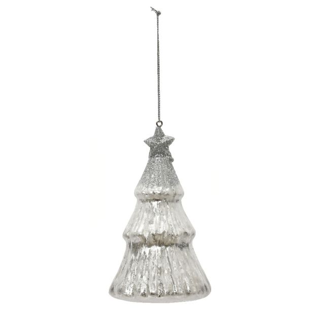 STEKLENA BUNKA DECORIS SMEREKA, BELA/SREBRNA 12.60 CM, SORTIRANO