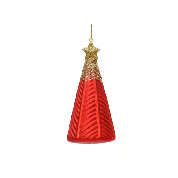 STEKLENA BUNKA DECORIS SMEREKA, RDEČA/ZLATA 12.60 CM, SORTIRANO