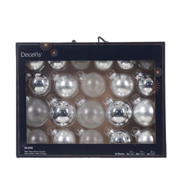 STEKLENA BUNKA DECORIS SREBRNA RAZLIČ. VEL 21/1 MIX SORTIRANO