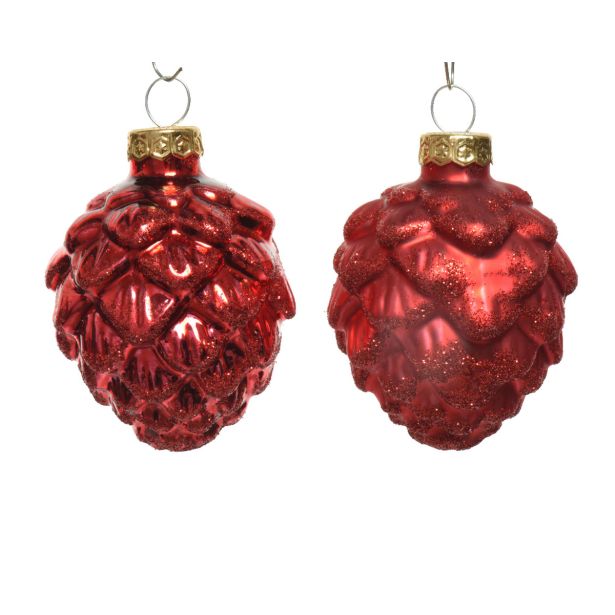 STEKLENA BUNKA DECORIS STORŽ, RDEČ, FI 5 CM 6/1