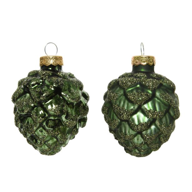 STEKLENA BUNKA DECORIS STORŽ, TEMNO ZELEN FI 5 CM, 6/1