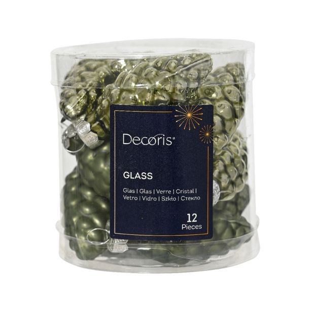 STEKLENA BUNKA DECORIS STORŽ, ZELEN, FI 2.5 CM 12/1