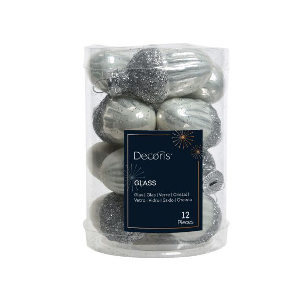 STEKLENA BUNKA DECORIS ŽELOD SREBRN FI 3 CM 12/1