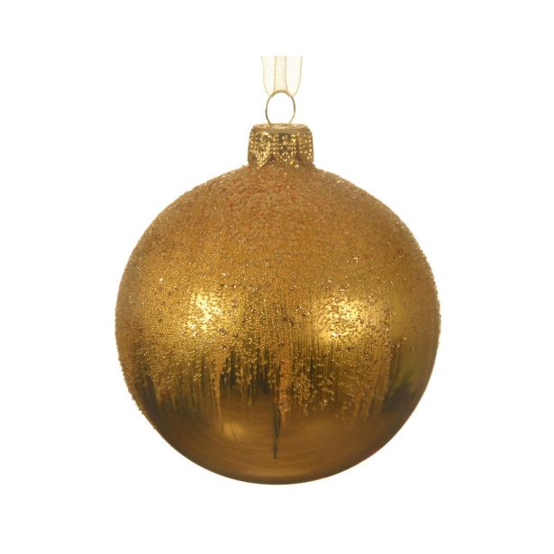 STEKLENA BUNKA DECORIS ZLATA SIJOČA 8 CM