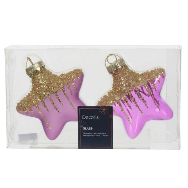 STEKLENA BUNKA DECORIS ZVEZDA ROZA/ZLATA 2/1 FI 10 CM SORTIRANO