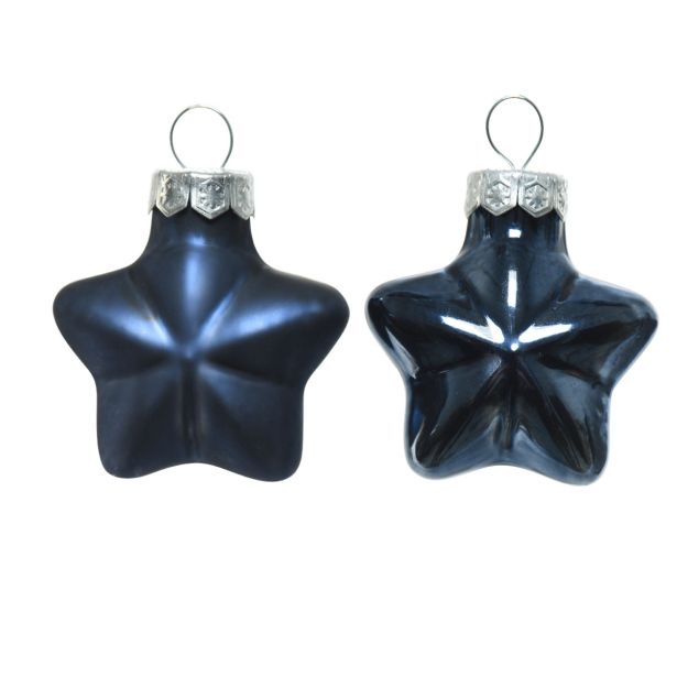 STEKLENA BUNKA DECORIS ZVEZDICA, TEMNO MODRA 4.5 CM, 12/1