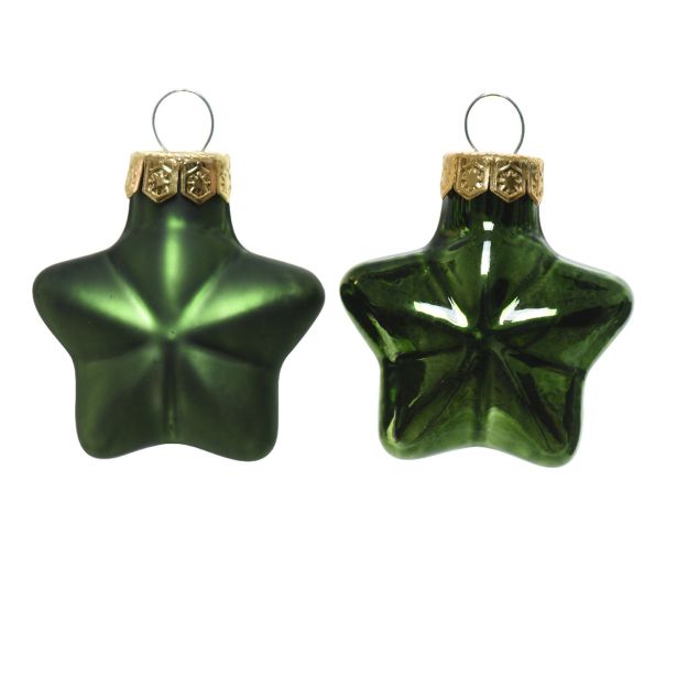 STEKLENA BUNKA DECORIS ZVEZDICA, TEMNO ZELENA 4.5 CM, 12/1