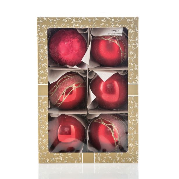 STEKLENA BUNKA GLOSSTYLE 80 MM 6/1 RDEČA 3 Z IN 3 BREZ DEKORJA