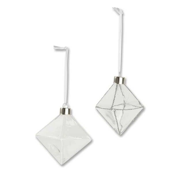 STEKLENA BUNKA R+W GEOMETRIJSKE OBLIKE 8 CM BELA IN SIVE SORTIRANO