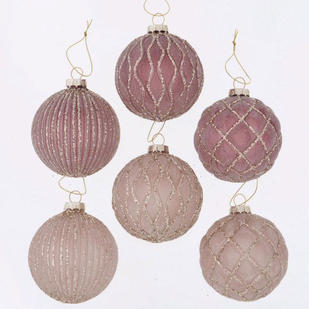 STEKLENA BUNKA, ROZA, FI 8 CM, SORT