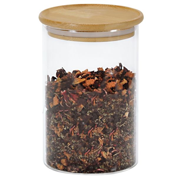 POSODA ZA SHRANJEVANJE KESPER STEKLENA Z BAMBUS POKROVOM, 10 X 15 CM