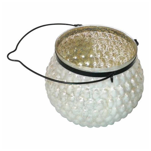 NOVOLETNI SVEČNIK GLOSSTYLE STEKLENA LANTERNA BELA 11*9CM