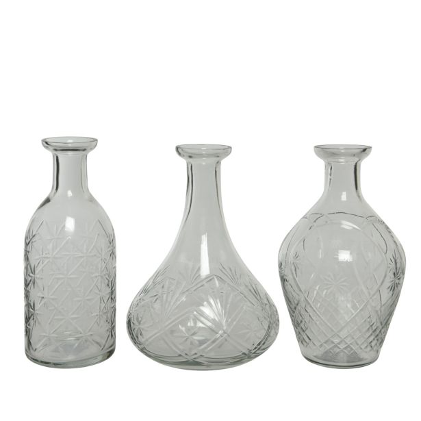 STEKLENA VAZA DECORIS PROZORNA, FI 15 CM VIŠINA 21 CM, SORT