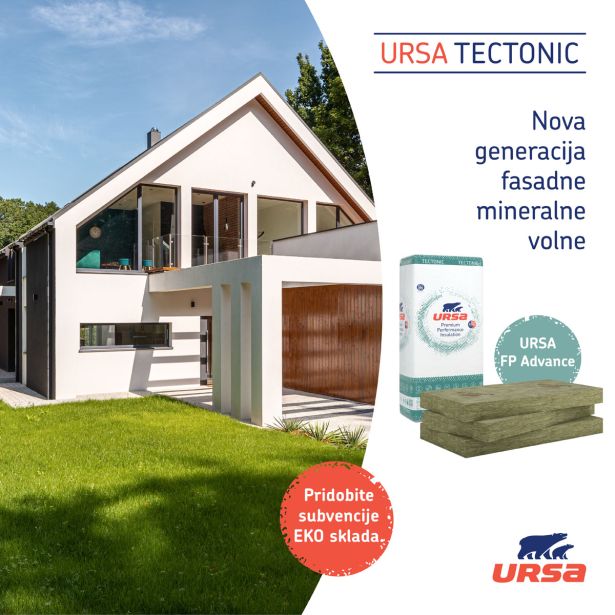 STEKLENA VOLNA ZA FASADE URSA URSA FP ADVANCE 18 CM PAL=17.28M2 1200X600MM