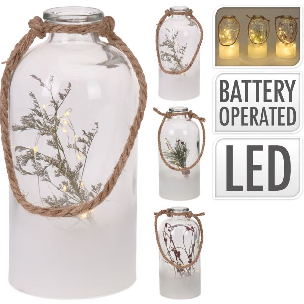 DEKORACIJA KOOPMAN STEKLENICA Z DEKORJEM Z LED LUČKAMI 23 CM