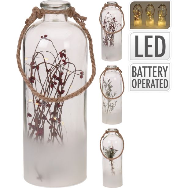 DEKORACIJA KOOPMAN STEKLENICA Z DEKORJEM Z LED LUČKAMI 31 CM