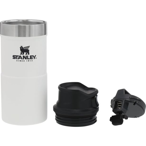 STANLEY THE CLASSIC TRIGGER-ACTION TRAVEL MUG 0.35L, POLAR BELA, VAKUUMSKO IZLOIRANA STEKLENIČKA