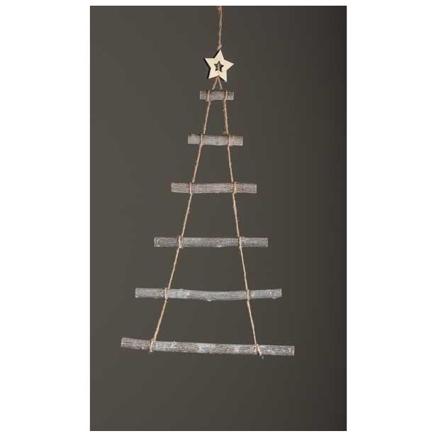 STENSKA DEKORACIJA GLOSSTYLE STENSKA LESENA JELKA 120 CM VIŠINE SIVE BARVE