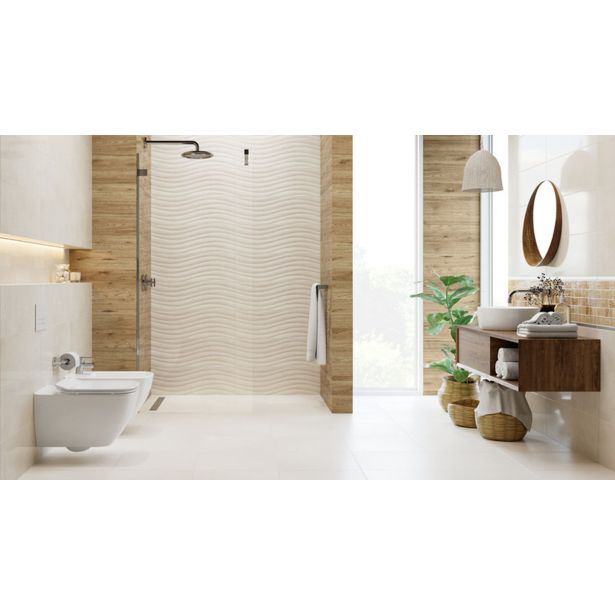 STENSKA PLOŠČICA CERAMICA KONSKIE OREGON CREAM RELIEF 25X75 STARA PROIZ., RDEČA GLINA