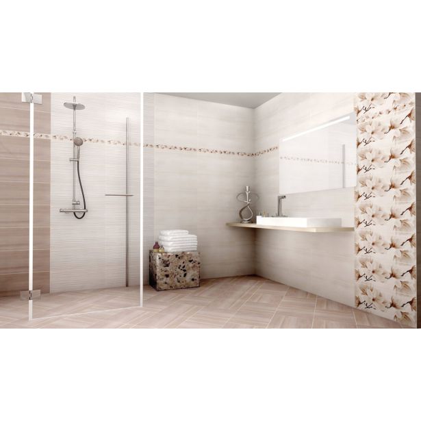 STENSKA PLOŠČICA GORENJE KERAMIKA BLOSSOM BEIGE DC FLOWER 25X60 DEKOR