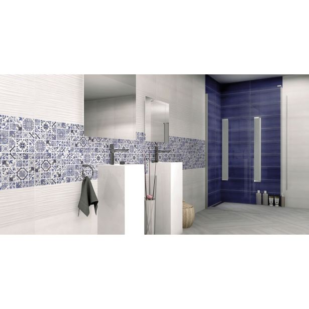 STENSKA PLOŠČICA GORENJE KERAMIKA BLOSSOM WHITE DC WAVES 3D 25X60 DEKOR