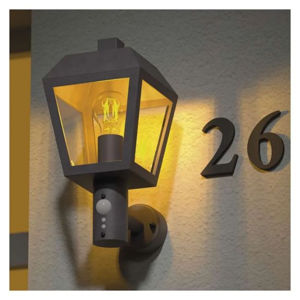 STENSKA VRTNA SVETILKA EMOS ADENIA LED SENZOR 1XE27 19.8X15X29.8 CM 15W