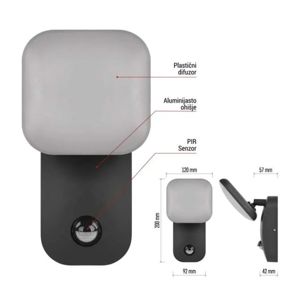 STENSKA VRTNA SVETILKA EMOS LED 12.8W,IP44, 900LM WALL MOUNTED